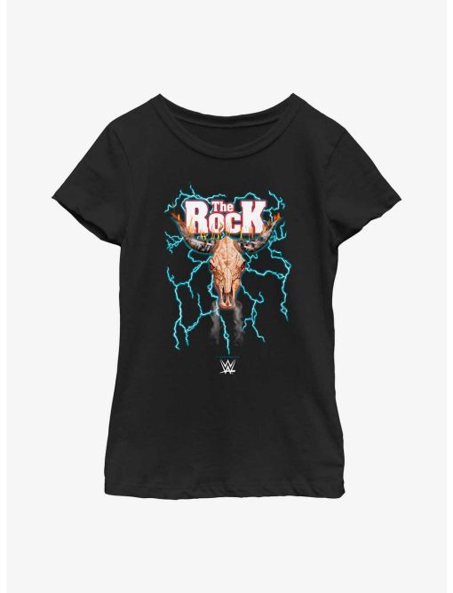 WWE The Rock Lightning Bull Skull Logo Youth Girls T-Shirt