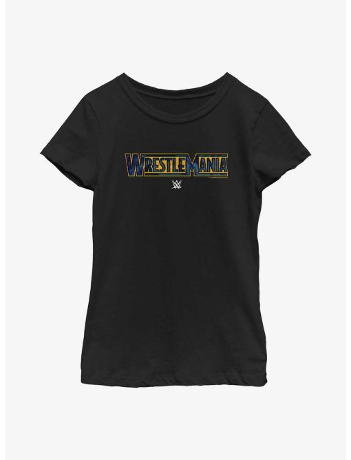 WWE WrestleMania Blue & Gold Logo Youth Girls T-Shirt