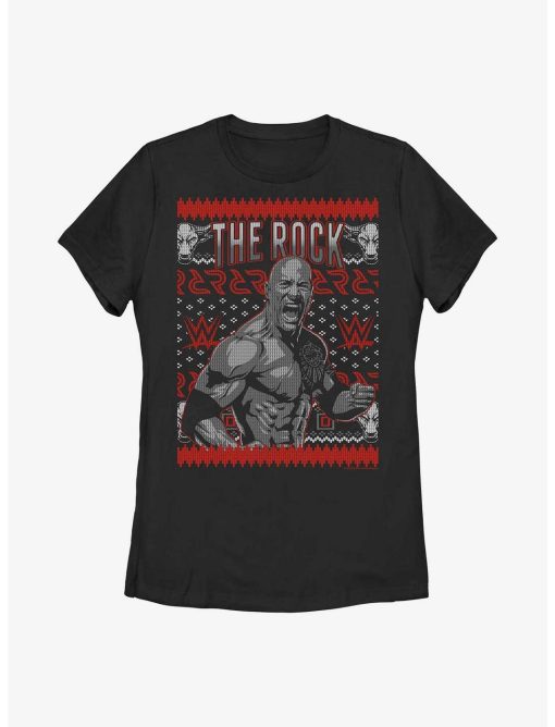 WWE The Rock Ugly Christmas Womens T-Shirt