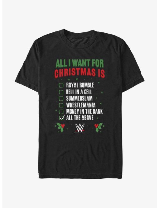 WWE All I Want For Christmas Wish List T-Shirt