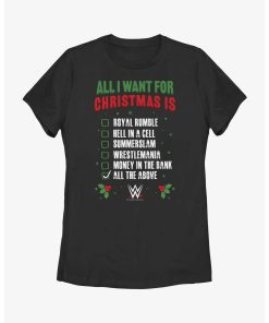 WWE All I Want For Christmas Wish List Womens T-Shirt