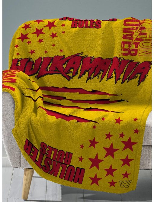WWE Hulk Hogan Sleep Squad Throw Blanket & Kuricha Sitting Plush Bundle