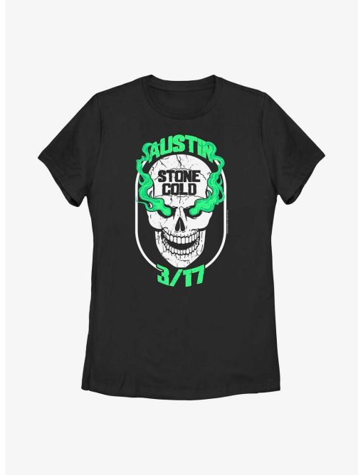 WWE Stone Cold Steve Austin Green Skull Womens T-Shirt