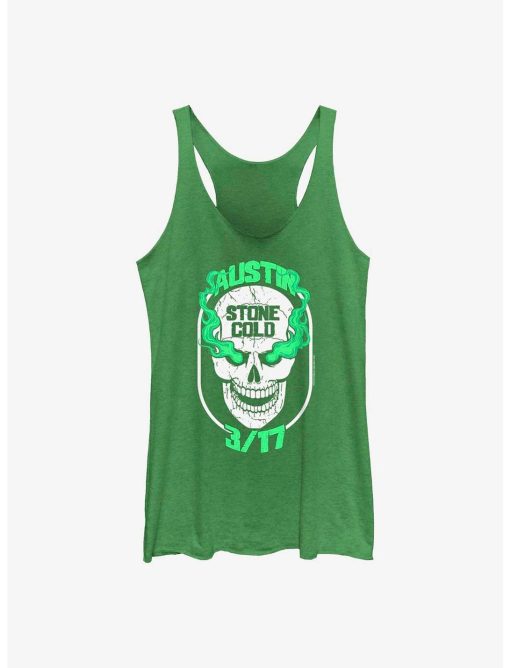 WWE Stone Cold Steve Austin Green Skull Womens Tank Top