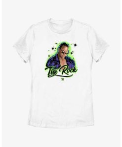 WWE The Rock Airbrushed Paint Style Portrait Womens T-Shirt