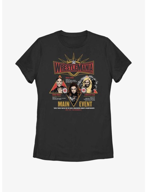 WWE WrestleMania 35 Main Event Ronda Rousey, Becky Lynch & Charlotte Flair Womens T-Shirt